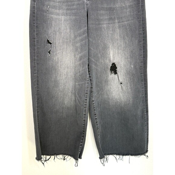 HIDDEN Jeans Wide Leg Barrel Women's Size 30 Black Distressed‎ Denim Cropped EUC - Picture 3 of 12